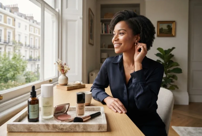 British beauty culture represented through modern skincare and makeup