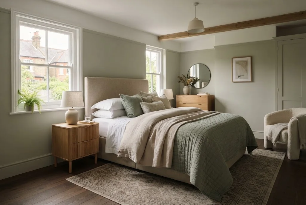 Bedding sets with layered cotton bedding in a stylish UK bedroom
