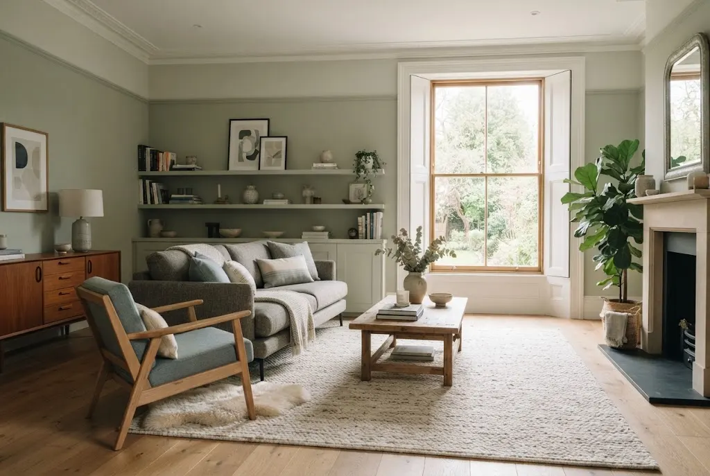 Rugs styled in a modern UK living room with neutral furniture